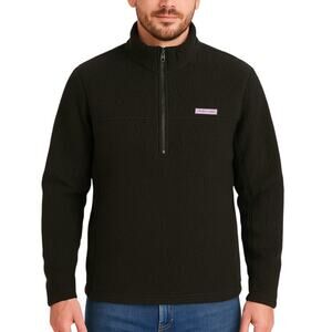 Vineyard Vines Men’s Medium Black 1/2 Zip Fleece Pullover Sweatshirt Whale Logo